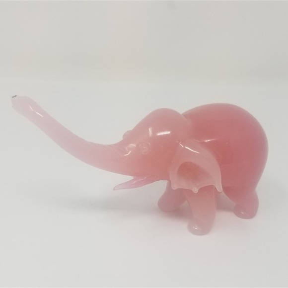 Vintage 80's Pink Marble Glass Mini Elephant - Picture 2 of 10